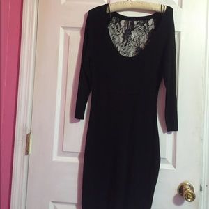 Sexy Black sweater dress with lace back